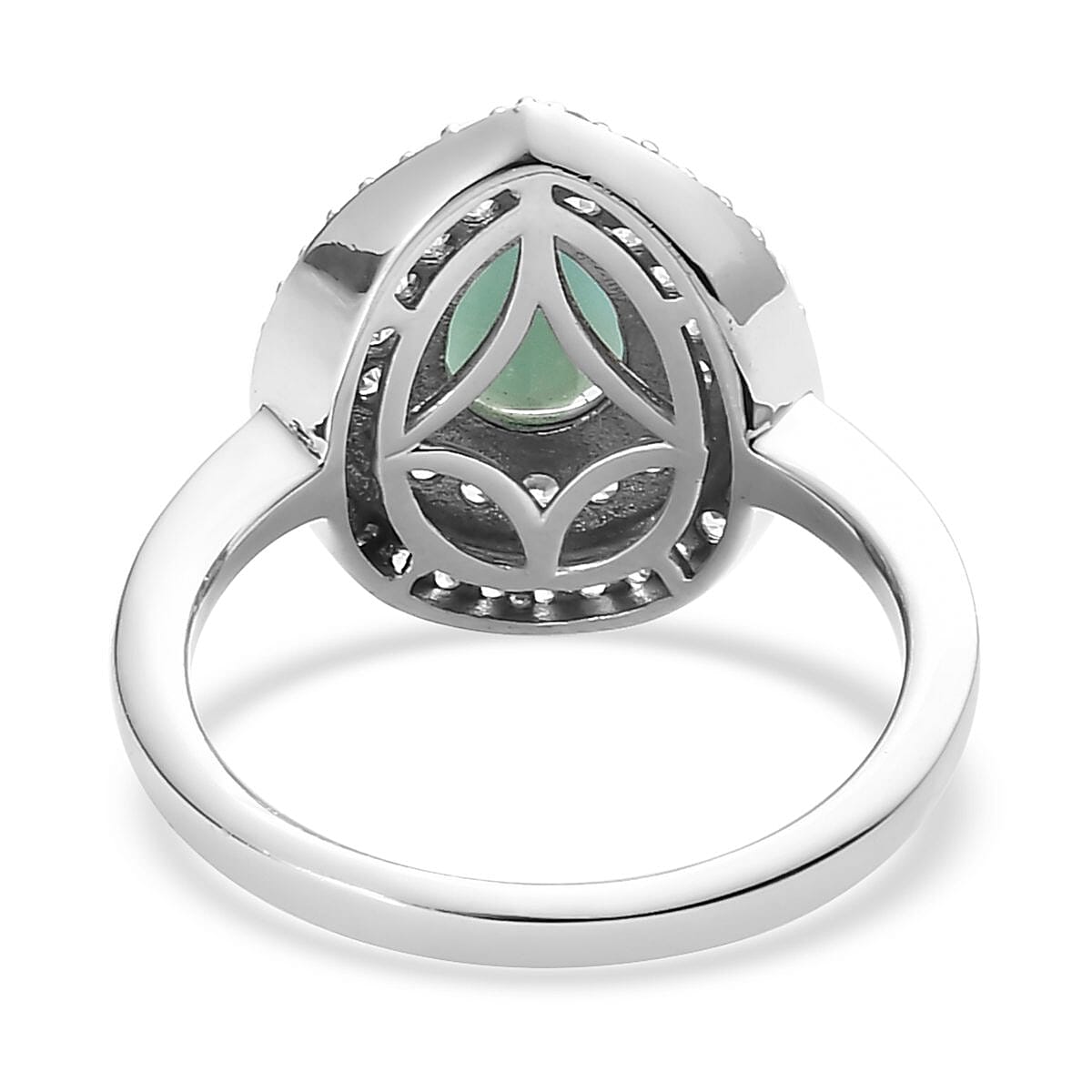 Premium Grandidierite, Natural White Zircon Halo Ring in Platinum Over Sterling Silver (Size 10.0) 2.25 ctw image number 4