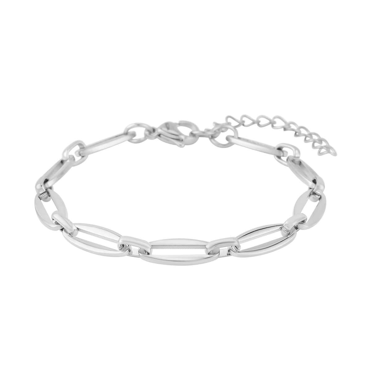 Twisted Mirror Link Bracelet in Stainless Steel (7.50-9.50In) image number 2