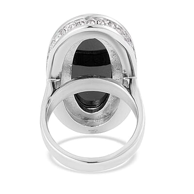 Lab Created Opal, Multi Color Austrian Crystal Ring in Stainless Steel (Size 10.0) 5.00 ctw | Tarnish-Free, Waterproof, Sweat Proof Jewelry