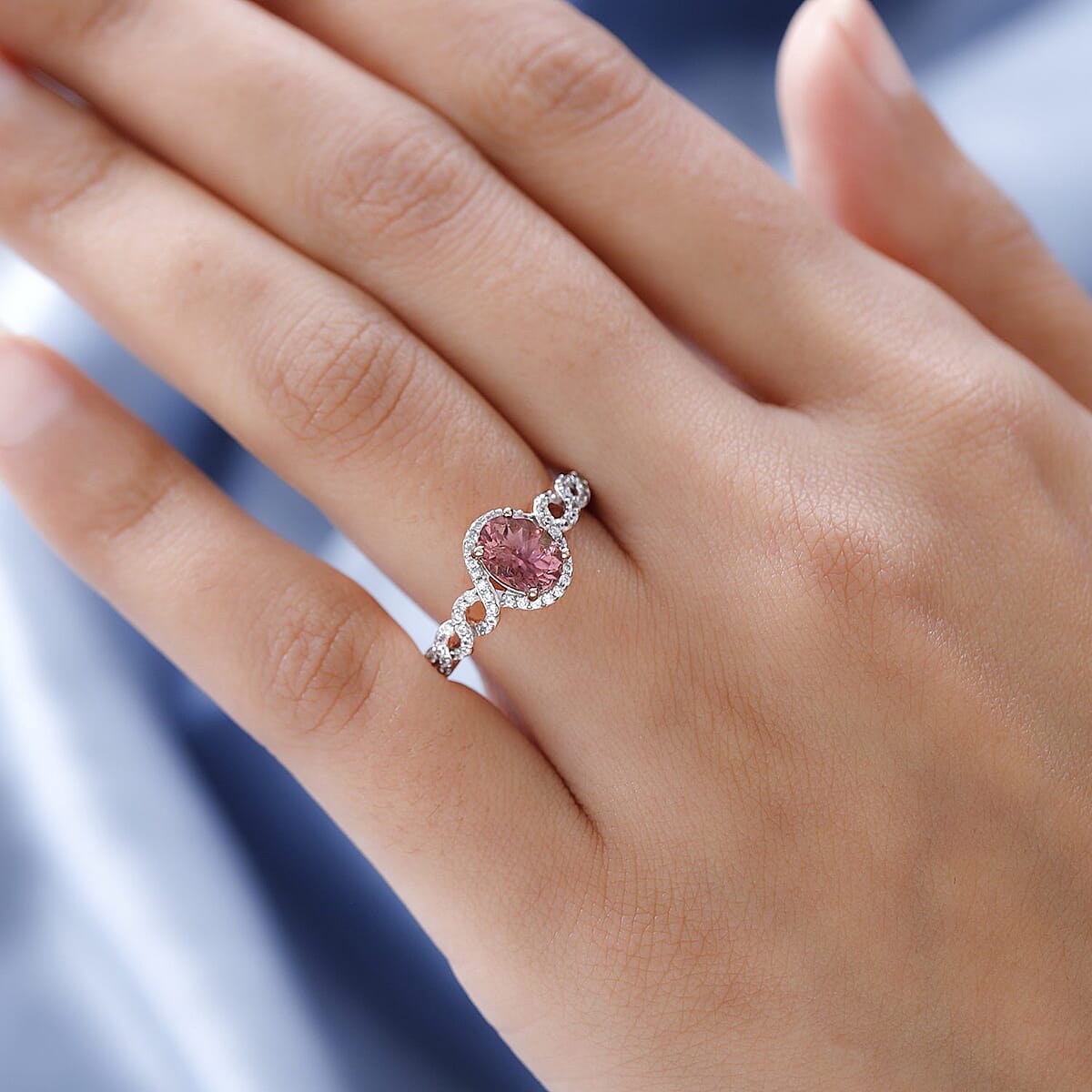 Morro Redondo Pink Tourmaline and Natural White Zircon Ring in Vermeil Rose Gold Over Sterling Silver (Size 10.0) 1.60 ctw image number 2
