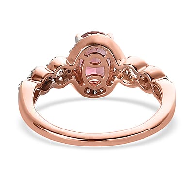 Morro Redondo Pink Tourmaline and White Zircon Ring in Vermeil Rose Gold Over Sterling Silver (Size 10.0) 1.60 ctw