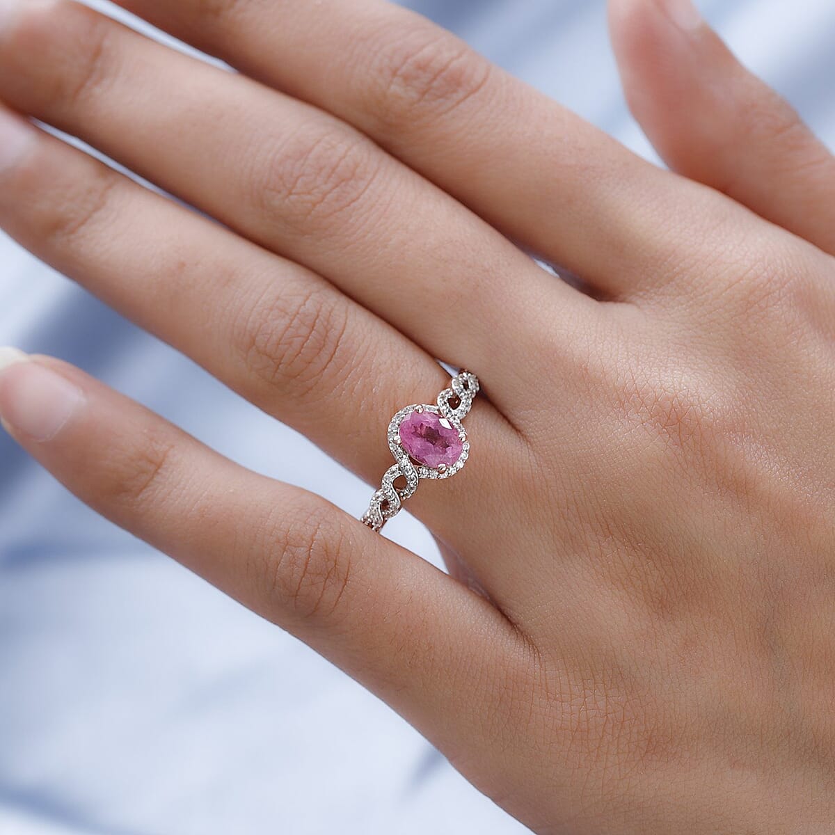 Morro Redondo Pink Tourmaline and White Zircon Ring in Vermeil Rose Gold Over Sterling Silver (Size 11.0) 1.60 ctw image number 2