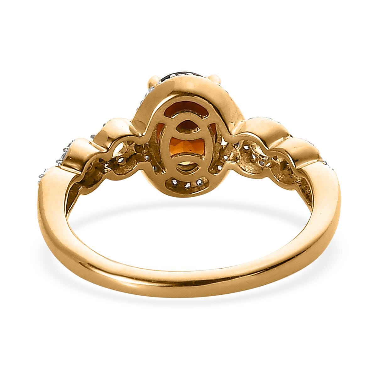 Tanzanian Golden Tourmaline, White Zircon Ring in Vermeil YG Over Sterling Silver (Size 10.0) 1.60 ctw