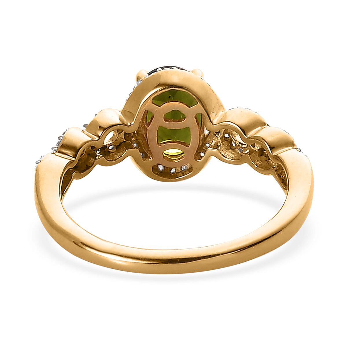 Tanzanian Chrome Tourmaline and White Zircon Ring in Vermeil Yellow Gold Over Sterling Silver (Size 8.0) 1.60 ctw image number 4