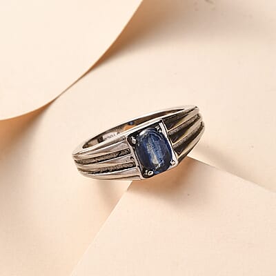 Kashmir Kyanite Men's Ring in Stainless Steel (Size 9.0) 1.00 ctw