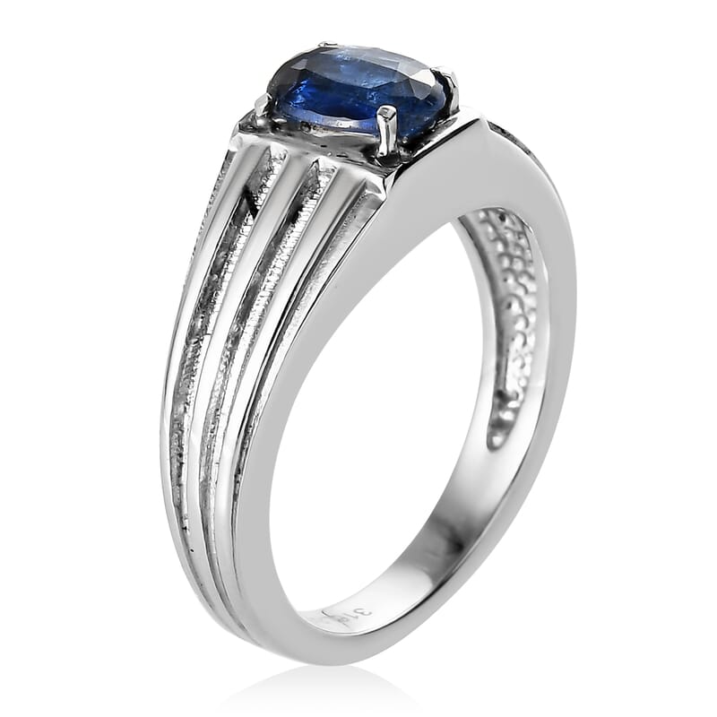 Kashmir Kyanite Men's Ring in Stainless Steel (Size 9.0) 1.00 ctw
