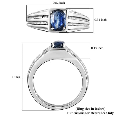 Kashmir Kyanite Men's Ring in Stainless Steel (Size 9.0) 1.00 ctw