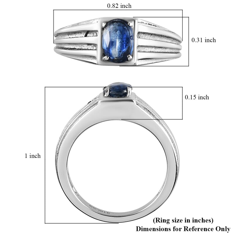 Kashmir Kyanite Men's Ring in Stainless Steel (Size 9.0) 1.00 ctw