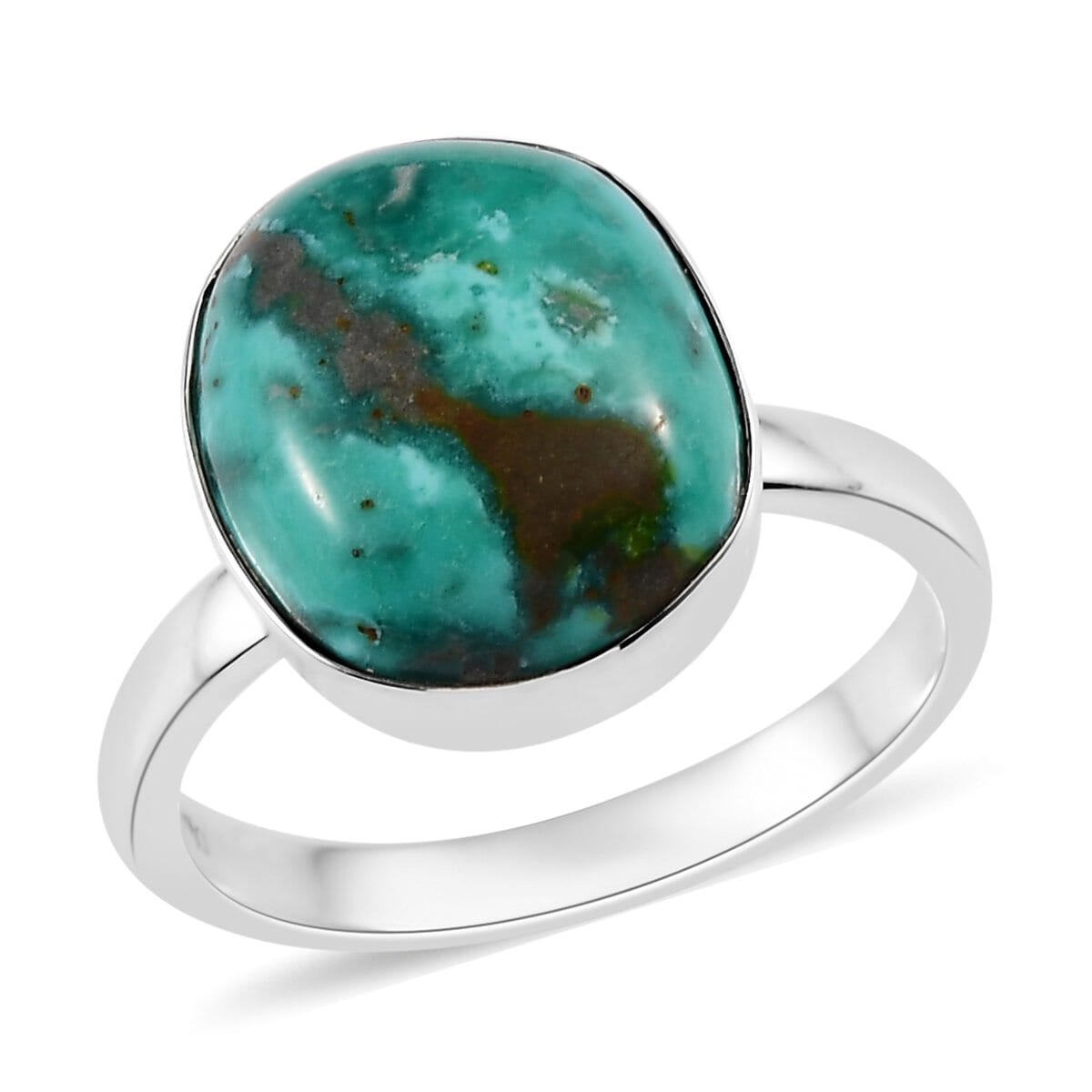 Artisan Crafted Sierra Nevada Turquoise Solitaire Ring in Sterling Silver (Size 10.0) 5.25 ctw image number 0