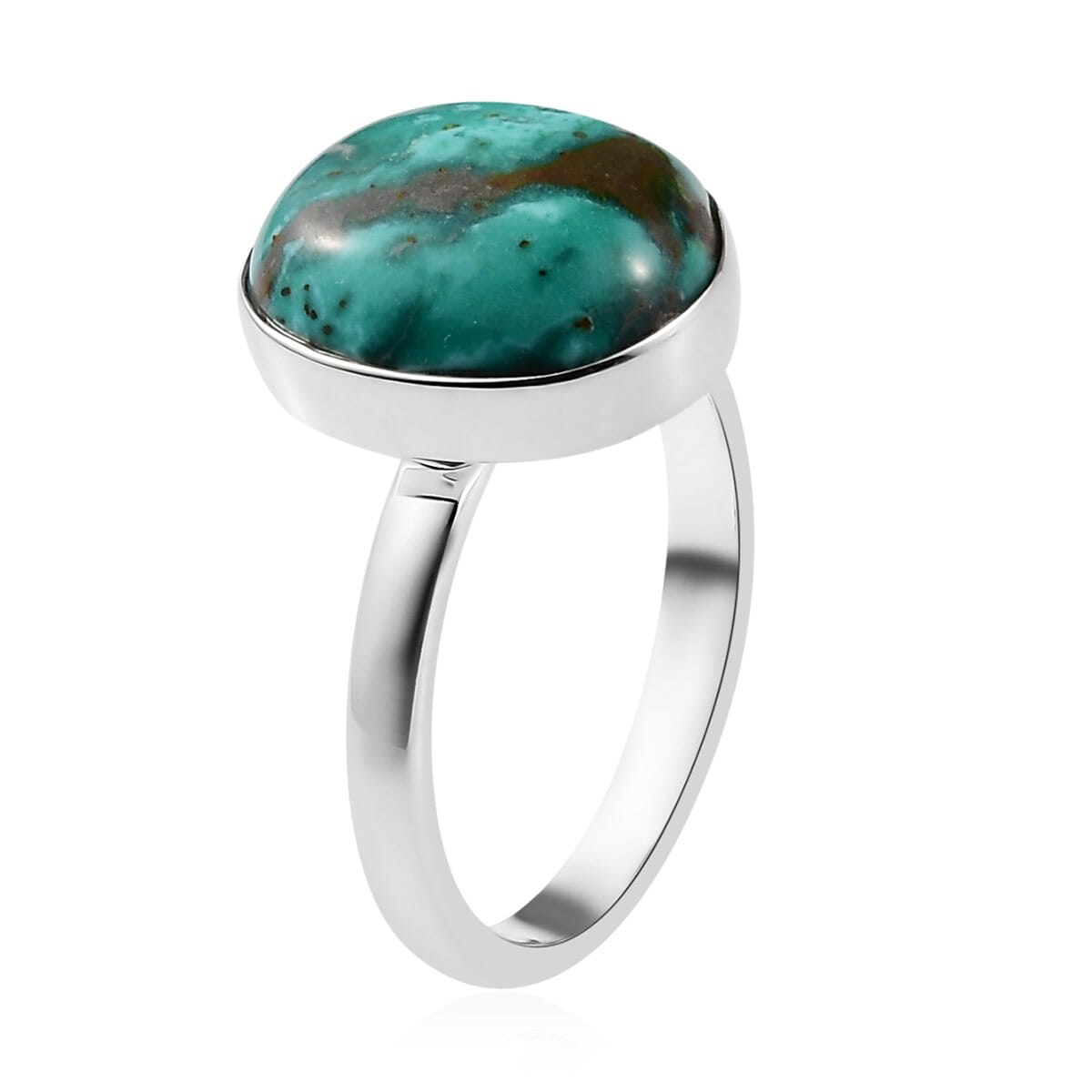 Artisan Crafted Sierra Nevada Turquoise Solitaire Ring in Sterling Silver (Size 10.0) 5.25 ctw image number 3