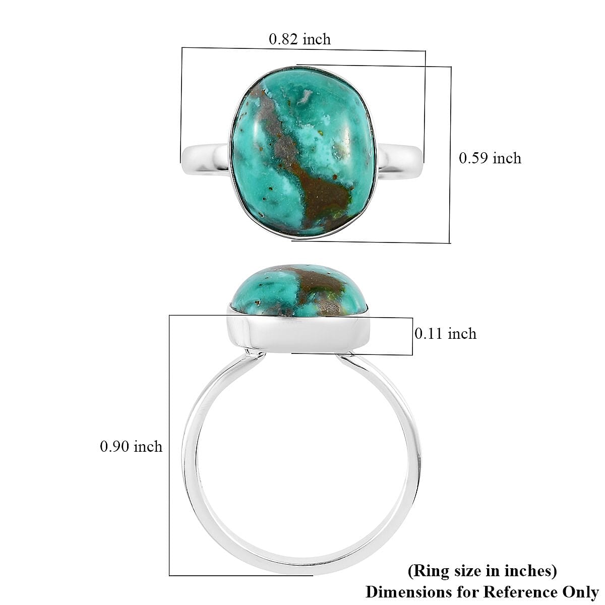 Artisan Crafted Sierra Nevada Turquoise Solitaire Ring in Sterling Silver (Size 11.0) 5.25 ctw image number 5