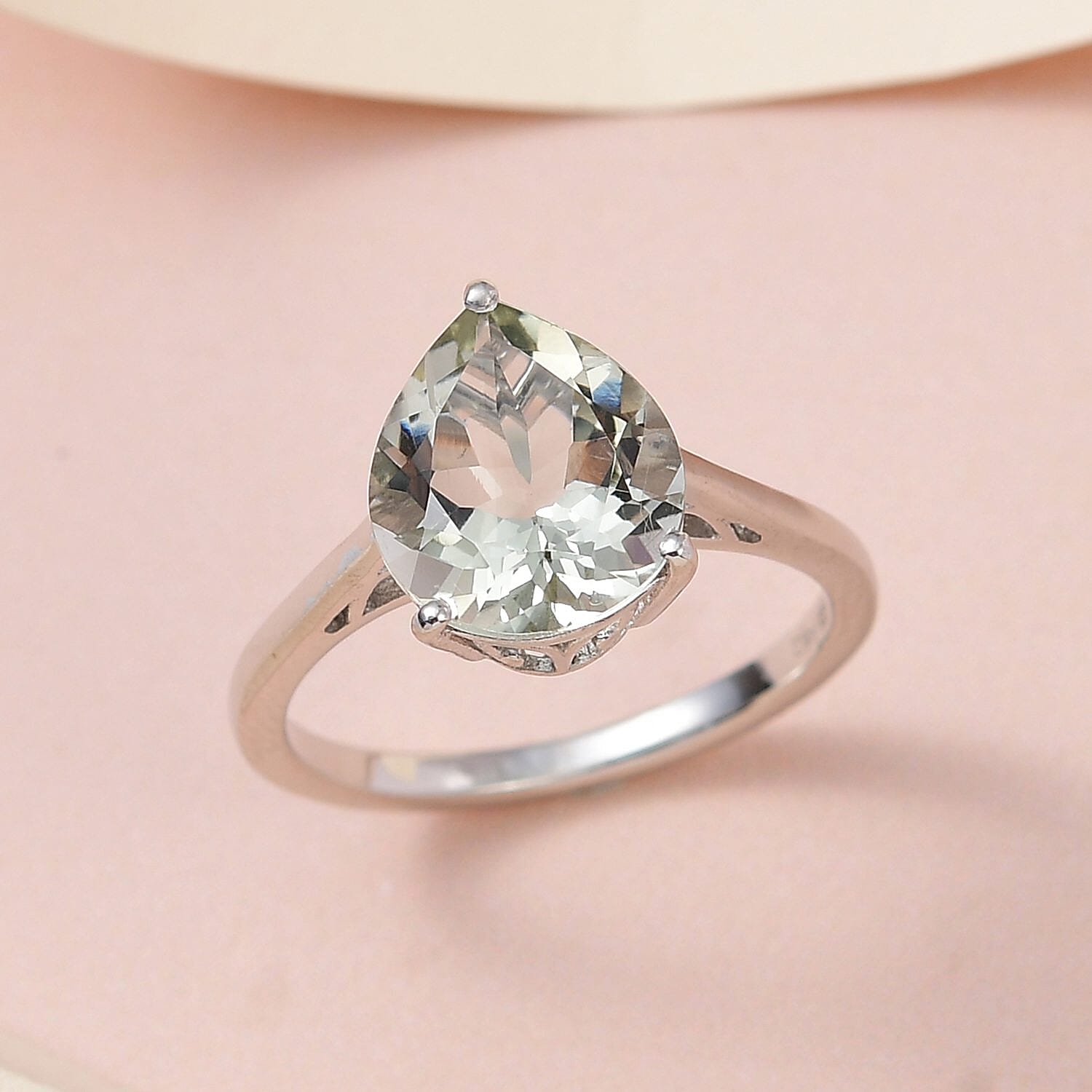 AAA Montezuma Prasiolite Solitaire Ring in Platinum Over Sterling Silver (Size 10.0) 3.85 ctw