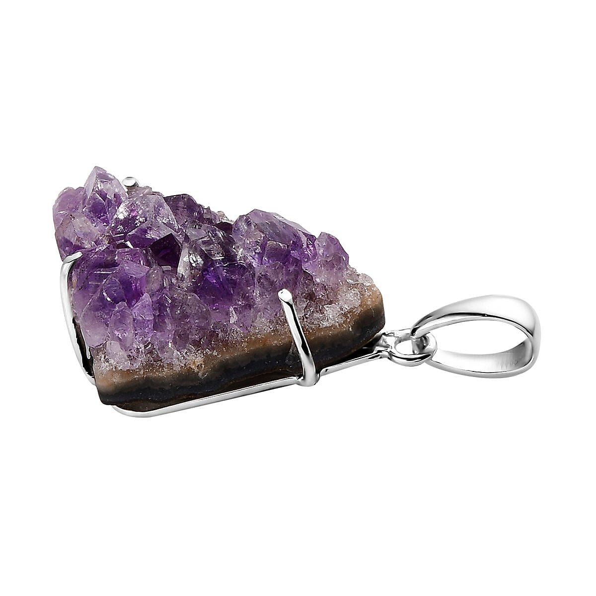Artisan Crafted Geode Amethyst Pendant in Sterling Silver 33.00 ctw image number 3