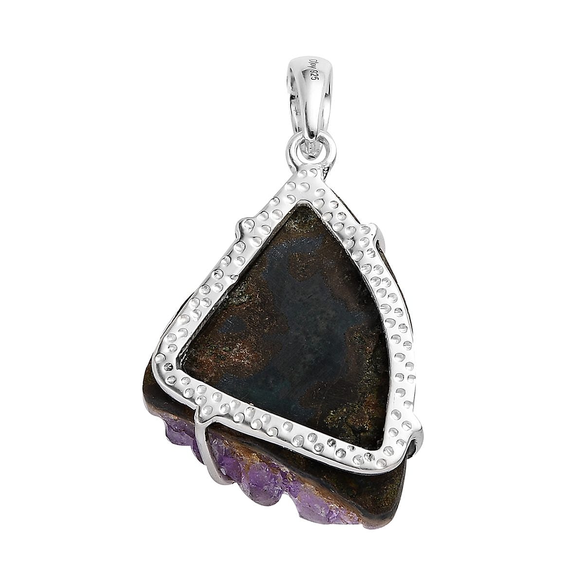 Artisan Crafted Geode Amethyst Pendant in Sterling Silver 33.00 ctw image number 4
