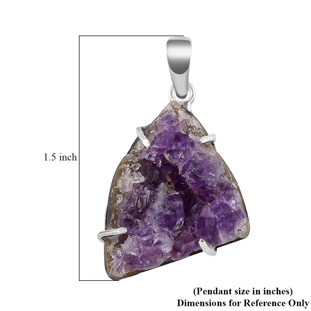Artisan Crafted Geode Amethyst Pendant in Sterling Silver 33.00 ctw image number 5