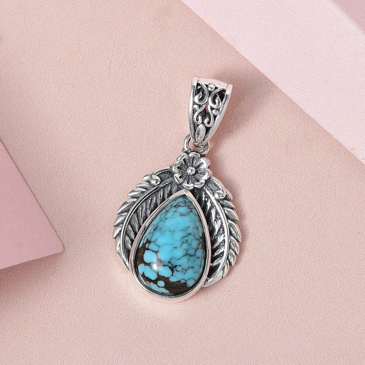 Artisan Crafted Blue Moon Turquoise Pendant in Sterling Silver 2.85 ctw image number 1