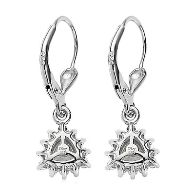Mexican Hyalite Opal and Moissanite Lever Back Earrings in Platinum Over Sterling Silver with Free UV Flash Light 1.00 ctw