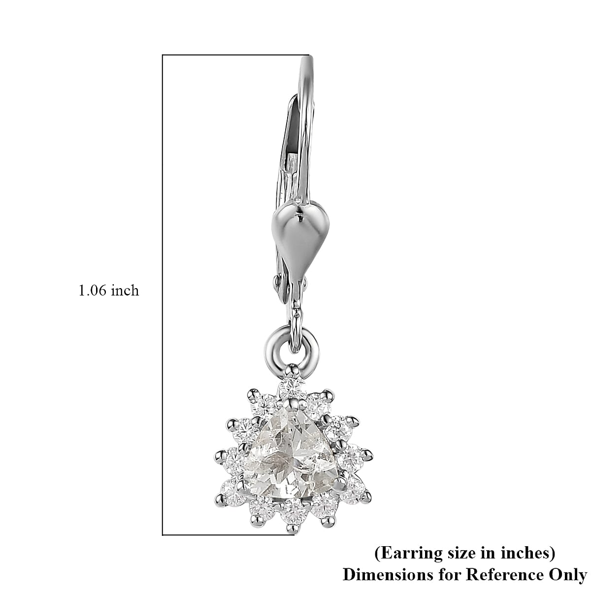 Mexican Hyalite Opal and Moissanite Lever Back Earrings in Platinum Over Sterling Silver with Free UV Flash Light 1.00 ctw