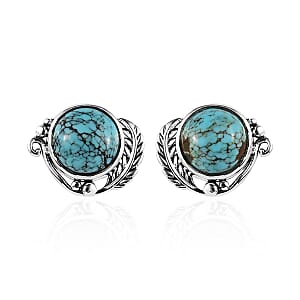 Artisan Crafted Blue Moon Turquoise Earrings in Sterling Silver 3.75 ctw