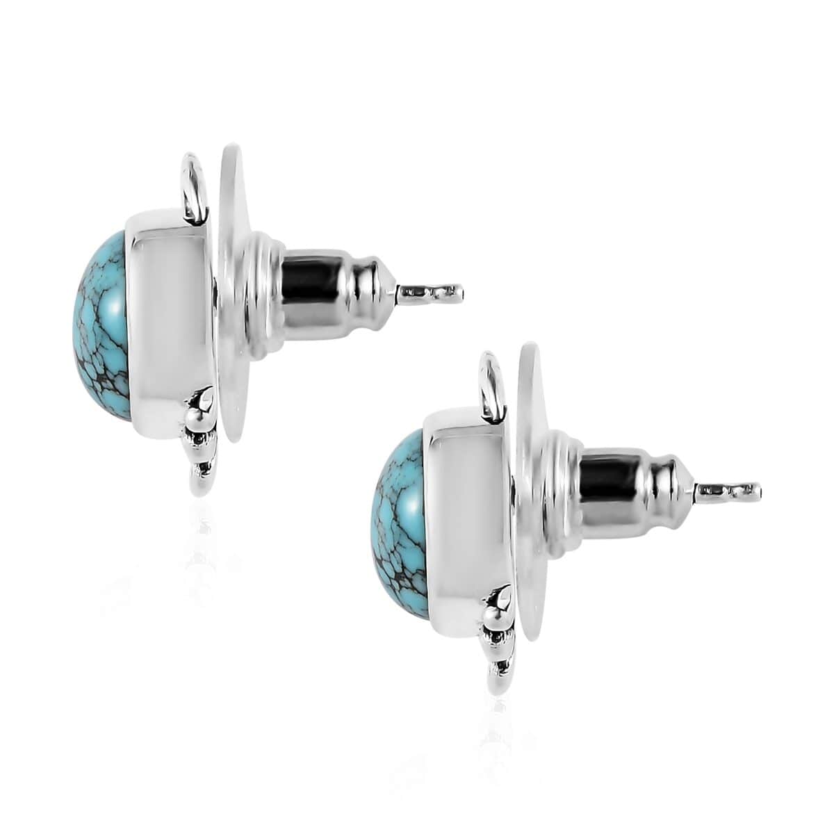 Artisan Crafted Blue Moon Turquoise Earrings in Sterling Silver 3.75 ctw image number 3