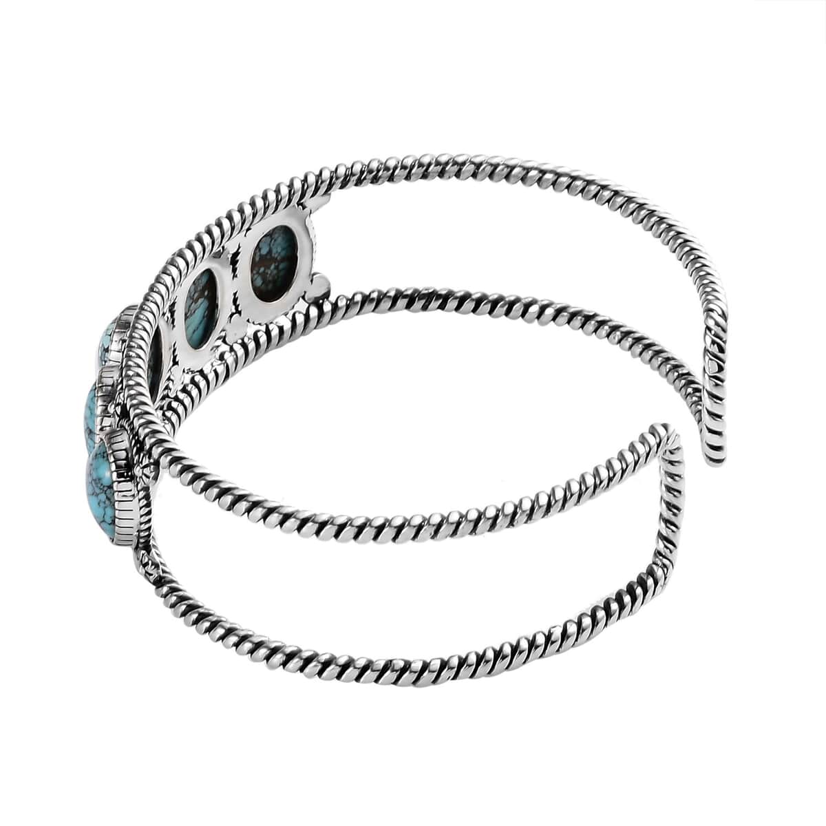 Artisan Crafted Blue Moon Turquoise Cuff Bracelet in Sterling Silver (7.25 In) 15.00 ctw image number 3