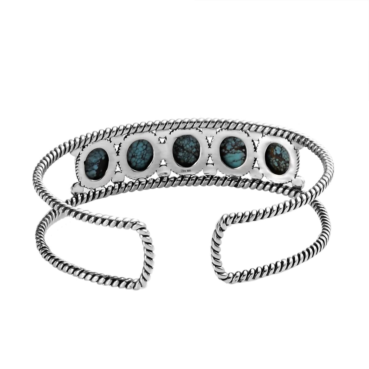 Artisan Crafted Blue Moon Turquoise Cuff Bracelet in Sterling Silver (7.25 In) 15.00 ctw image number 4