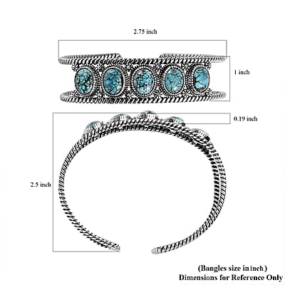 Artisan Crafted Blue Moon Turquoise Cuff Bracelet in Sterling Silver (7.25 In) 15.00 ctw