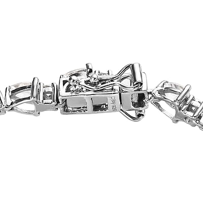 Mexican Hyalite Opal and Moissanite Bracelet in Platinum Over Sterling Silver with Free UV Flash Light (6.50 In) 7.15 ctw