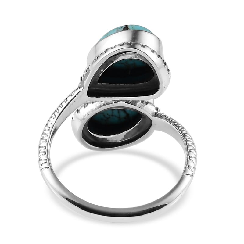 Artisan Crafted Blue Moon Turquoise Bypass Ring in Sterling Silver (Size 10.0) 3.50 ctw