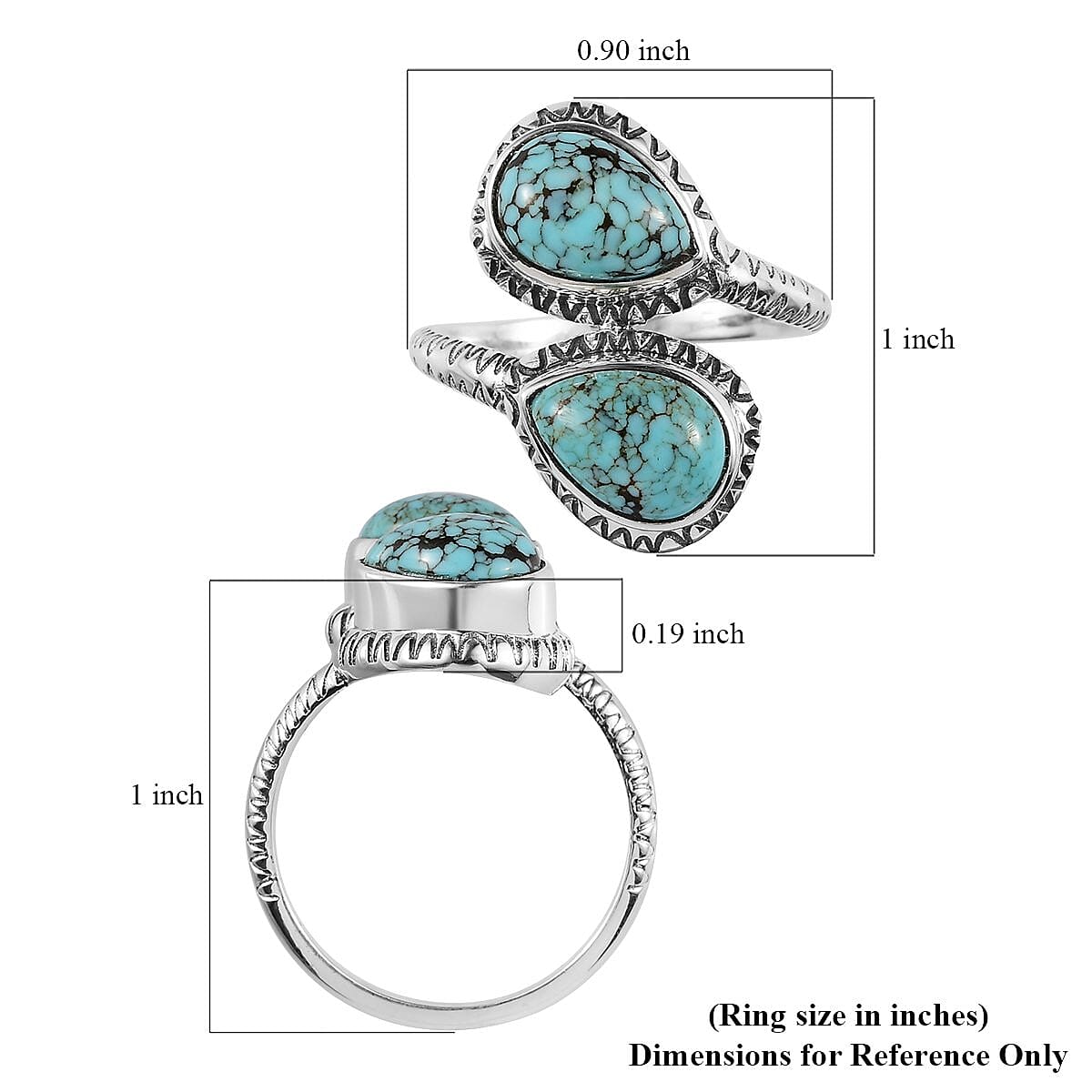 Artisan Crafted Blue Moon Turquoise Bypass Ring in Sterling Silver (Size 9.0) 3.50 ctw image number 5