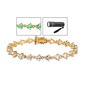 D'Joy Mexican Hyalite Opal and Moissanite Bracelet in Vermeil Yellow Gold Over Sterling Silver (7.25 In) with Free UV Flash Light 9.00 ctw