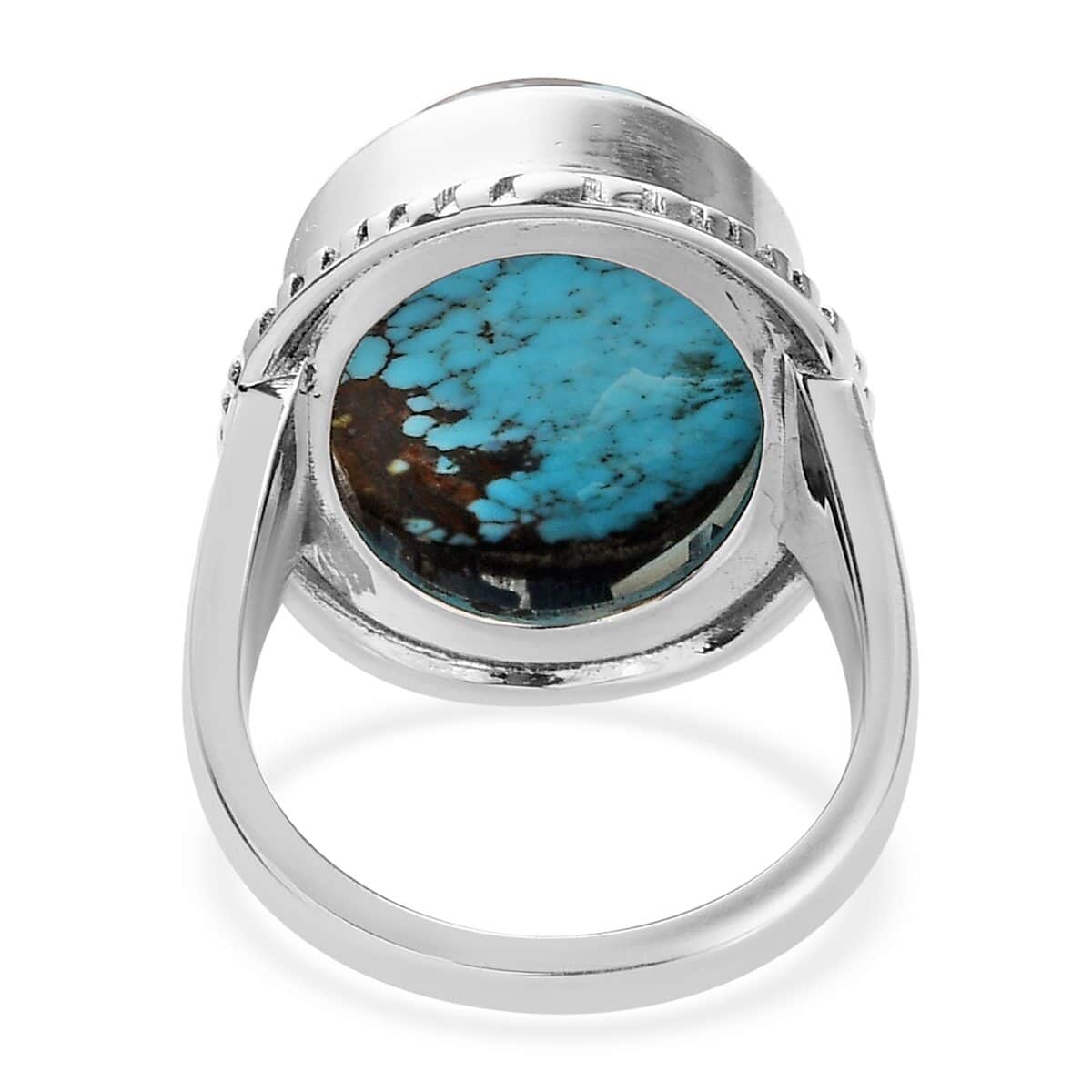 Artisan Crafted American Natural Blue Moon Turquoise Solitaire Ring in Sterling Silver (Size 10.0) (7.40 g) 15.15 ctw image number 4