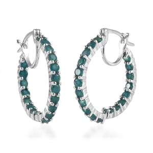 AAA Grandidierite Inside Out Hoop Earrings in Platinum Over Sterling Silver 2.75 ctw