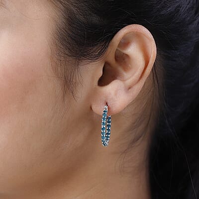AAA Grandidierite Inside Out Hoop Earrings in Platinum Over Sterling Silver 2.75 ctw