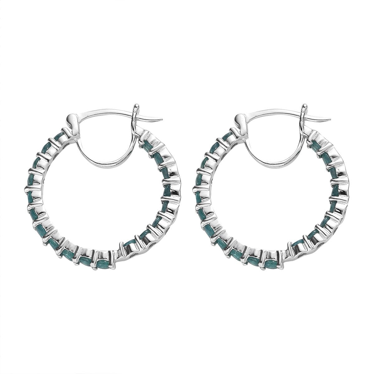 AAA Grandidierite Inside Out Hoop Earrings in Platinum Over Sterling Silver 2.75 ctw image number 3