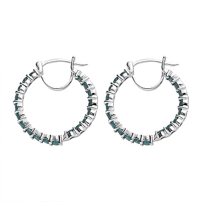 AAA Grandidierite Inside Out Hoop Earrings in Platinum Over Sterling Silver 2.75 ctw