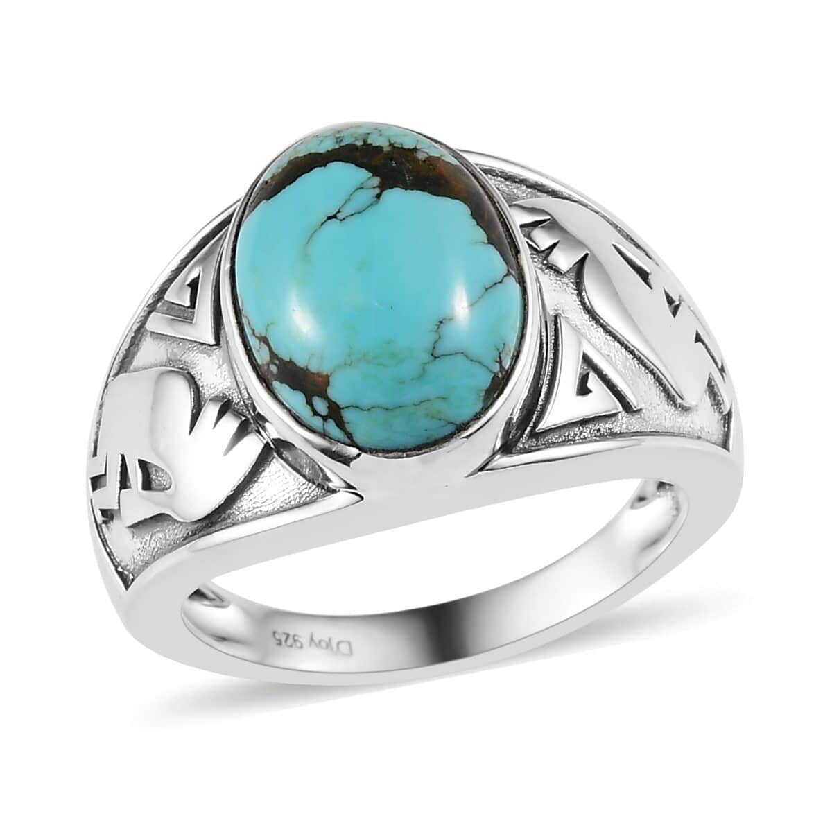 Artisan Crafted Blue Moon Turquoise Kokopelli Men's Ring in Sterling Silver (Size 10.0) 5.00 ctw image number 0