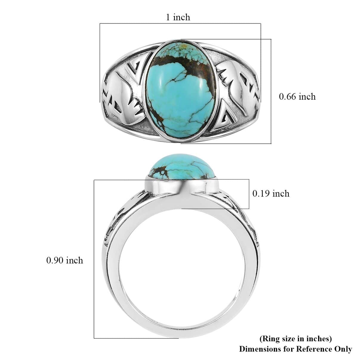 Artisan Crafted American Natural Blue Moon Turquoise Kokopelli Men's Ring in Sterling Silver (Size 10.0) 5.00 ctw image number 5