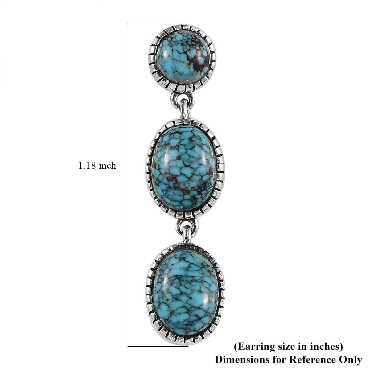 Artisan Crafted Blue Moon Turquoise Dangling Earrings in Sterling Silver 8.10 ctw image number 4