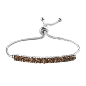 Light Colorado Topaz Crystal Bolo Bracelet in Stainless Steel , Tarnish-Free, Waterproof, Sweat Proof Jewelry