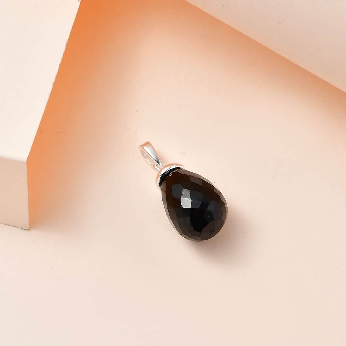 Thai Black Spinel Drop Pendant in Sterling Silver 14.75 ctw image number 1