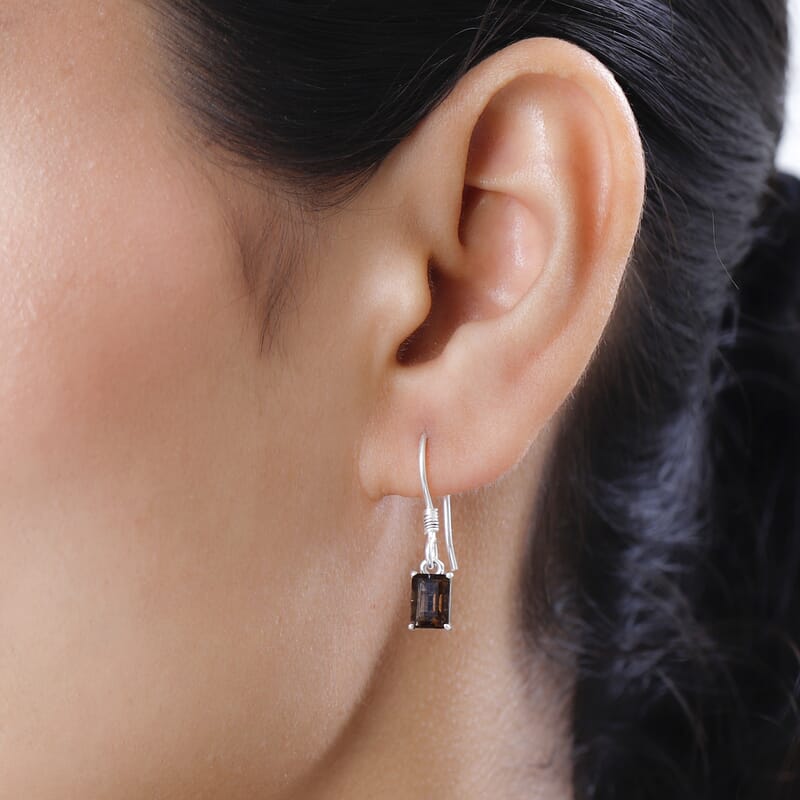 Brazilian Smoky Quartz Earrings in Sterling Silver 1.85 ctw