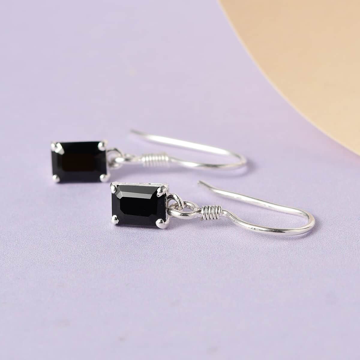 Thai Black Spinel Dangle Earrings in Sterling Silver 1.85 ctw image number 1