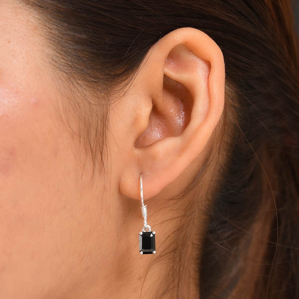 Thai Black Spinel Dangle Earrings in Sterling Silver 1.85 ctw image number 2