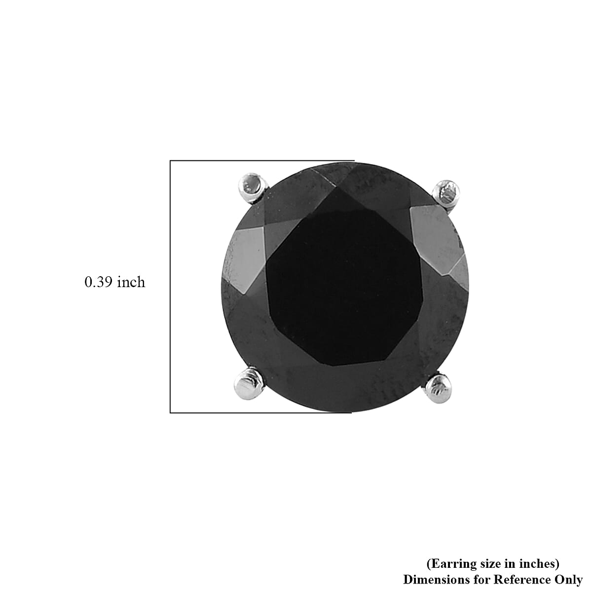 Thai Black Spinel Solitaire Stud Earrings in Stainless Steel 9.90 ctw