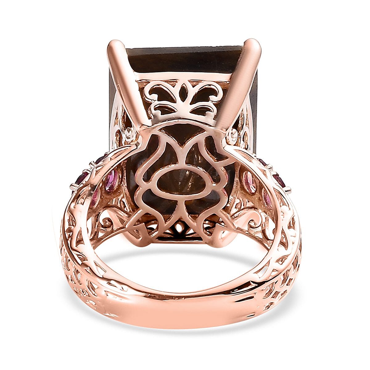 Chocolate Sapphire and Rhodolite Garnet Ring in Vermeil Rose Gold Over Sterling Silver (Size 7.0) 36.40 ctw image number 4