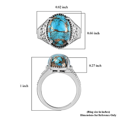 Karis Chestnut Brine Turquoise Solitaire Ring in Platinum Bond (Size 10.0) 6.85 ctw