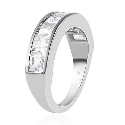 White Topaz Half Eternity Band Ring in Platinum Over Bronze (Size 10.0) 3.15 ctw