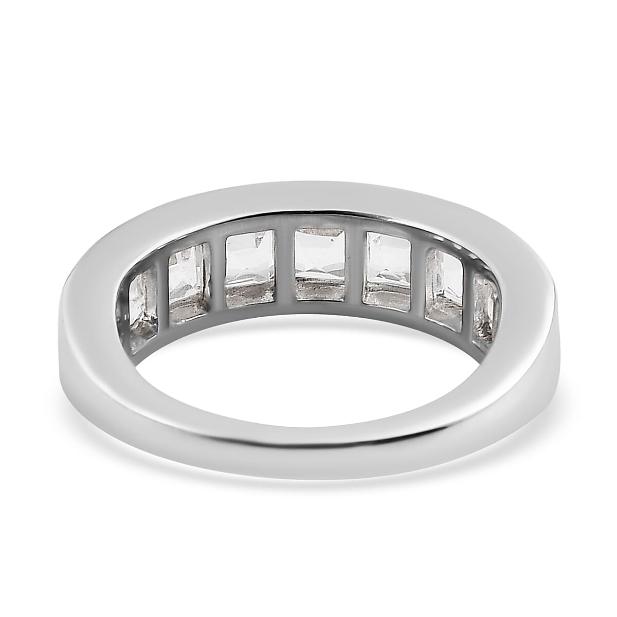 White Topaz Half Eternity Band Ring in Platinum Over Bronze (Size 10.0) 3.15 ctw