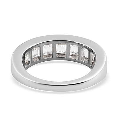 White Topaz Half Eternity Band Ring in Platinum Over Bronze (Size 10.0) 3.15 ctw